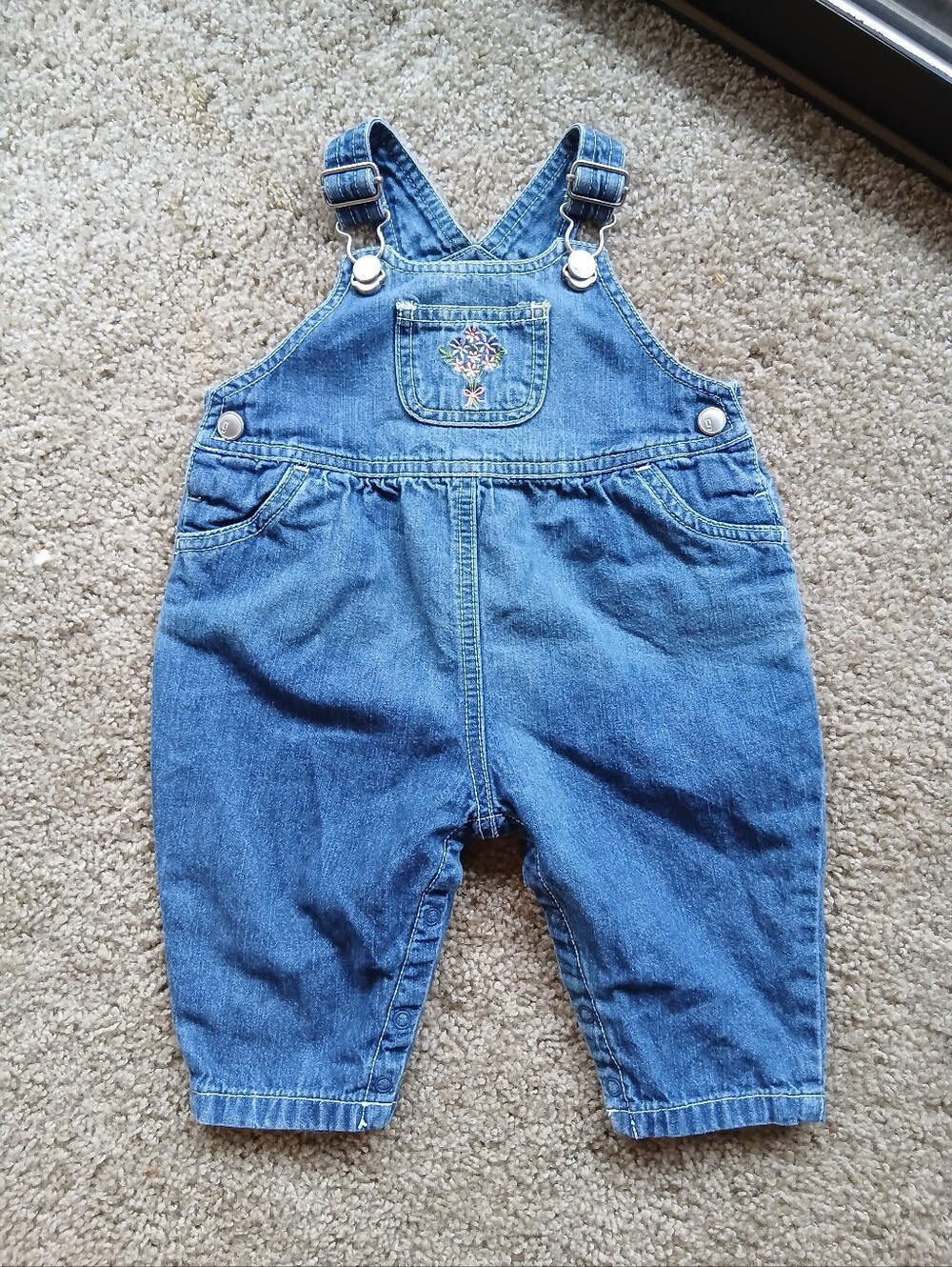 Vintage Rainbow Tag Gymboree Blue Denim Kids Overalls Embroidered Pocket Y2K